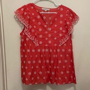 Loft Embroidered Eyelet Top